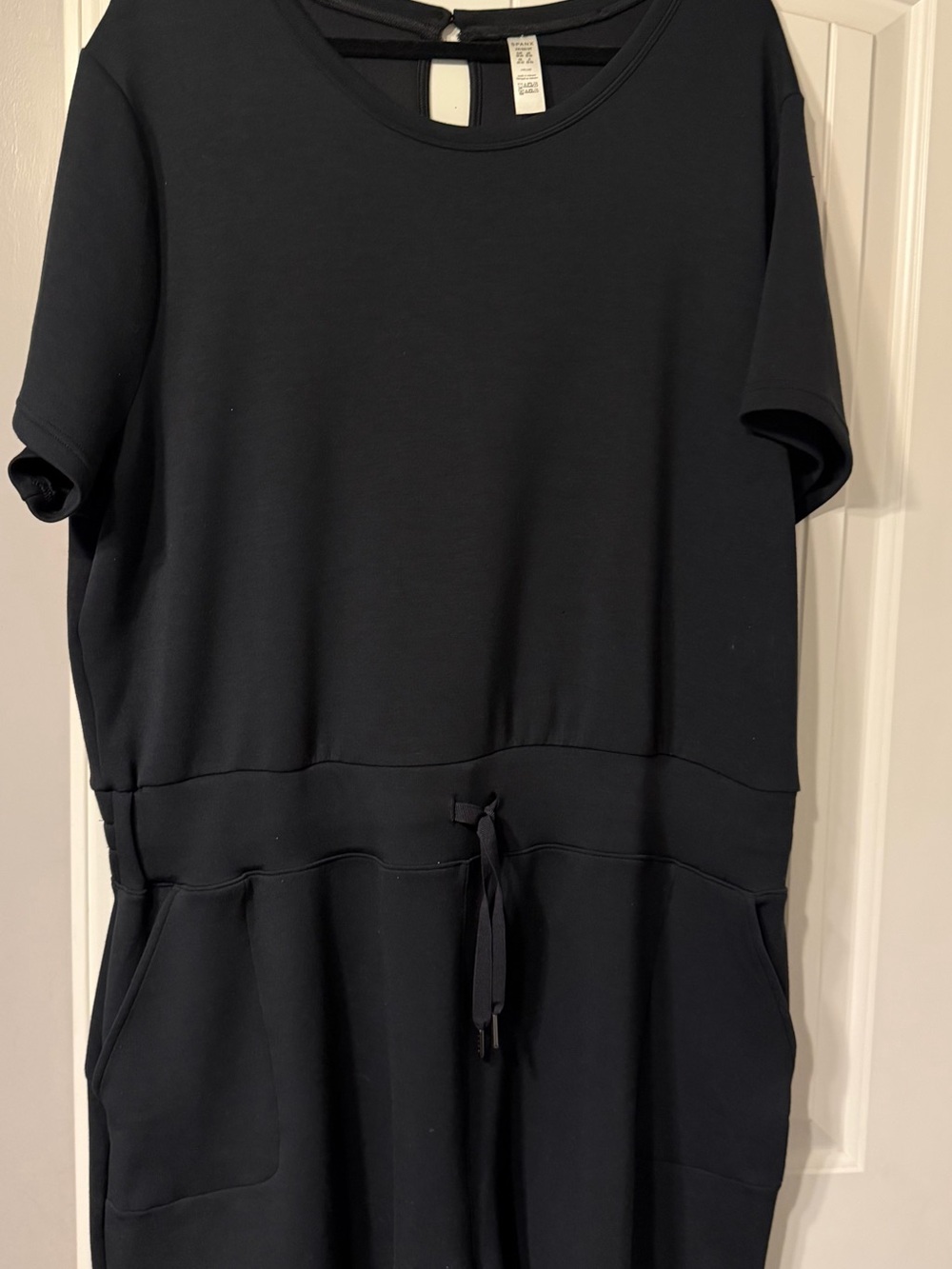 SPANX Black Short Sleeve Tunic with Drawstring Waist romper
